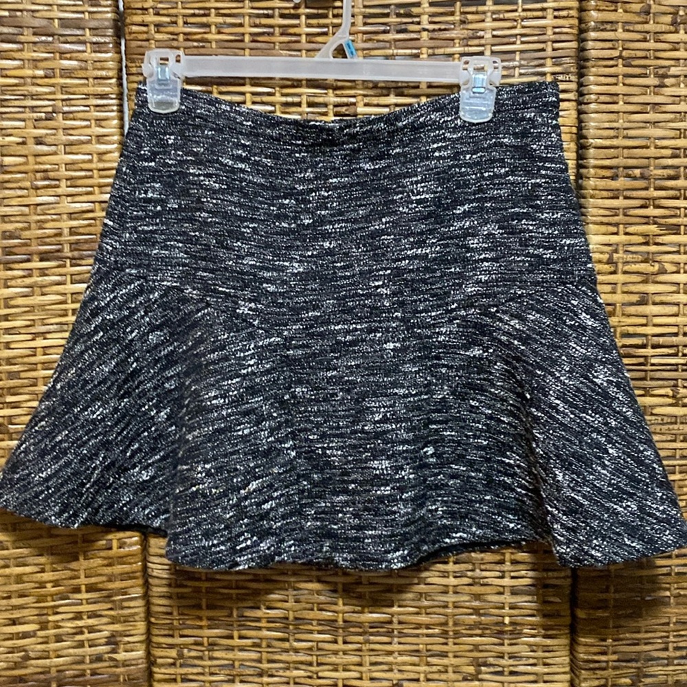 EUC J Crew black white flared mini skirt lined 12